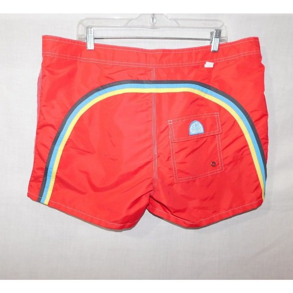 Sundek Other - SUNDEK Mens 38 Red Rainbow Bum Swim Shorts Bathing Suit Board Shorts NEW w Tag